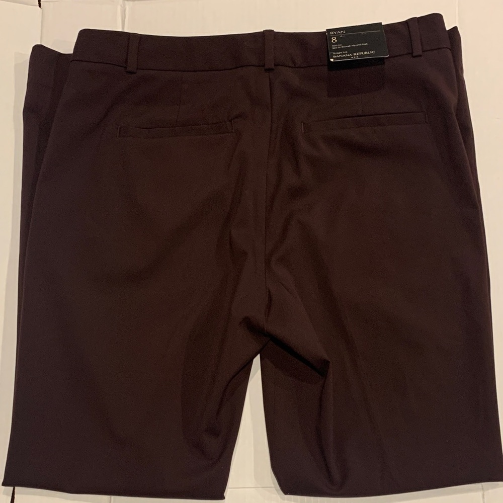 NWT Banana Republic Women's Ryan Twill Dark Purple Pants sz 8 - Picture 4 of 5